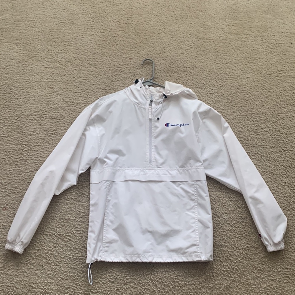 White Champion windbreaker